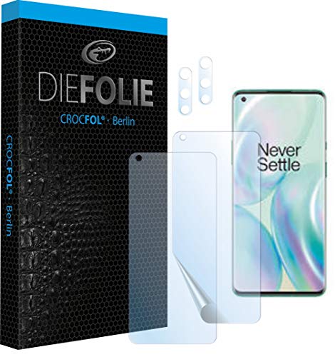 Crocfol Schutzfolie vom Testsieger [2 St.] kompatibel mit OnePlus 8 Pro- selbstheilende Premium 5D Langzeit-Panzerfolie inkl. Kamera Schutzfolien (Fullcover mit Veredelung) von Crocfol