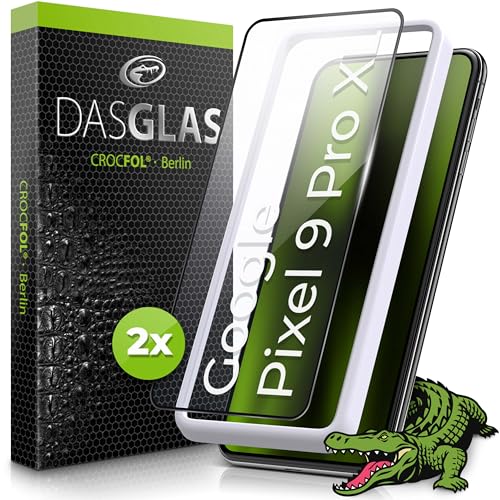 Crocfol für Google Pixel 9 Pro XL [2 St.] DASGLAS + 3D Schutzglas, Panzerglas einfache Installation von Crocfol