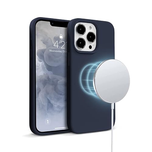 Crong Color Cover Magnetic Hülle Kompatibel mit iPhone 13 Pro (6,1"), Anti-Shock Liquid Silikon Schutzhülle Kompatibel mit MagSafe-Ladegerät, blau von Crong