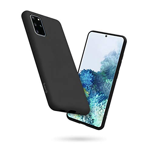 Crong Color Cover Premium Liquid Silikon Hülle für Samsung Galaxy S20+ mit Mikrofaserfutter kompatibel mit kabellosem Qi Laden/drahtlosen Ladegerät, schwarz von Crong