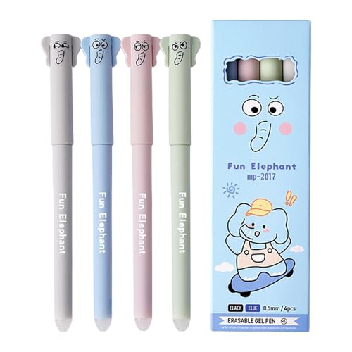 Croovepi Löschbares Stifte-Set, radierbare schwarze Gelschreiber, 0,5 mm, glattes Schreiben, niedliches Schreibwaren mit Gummi, Schulbedarf für Studenten, Erwachsene, Zeichnen, Journaling von Croovepi