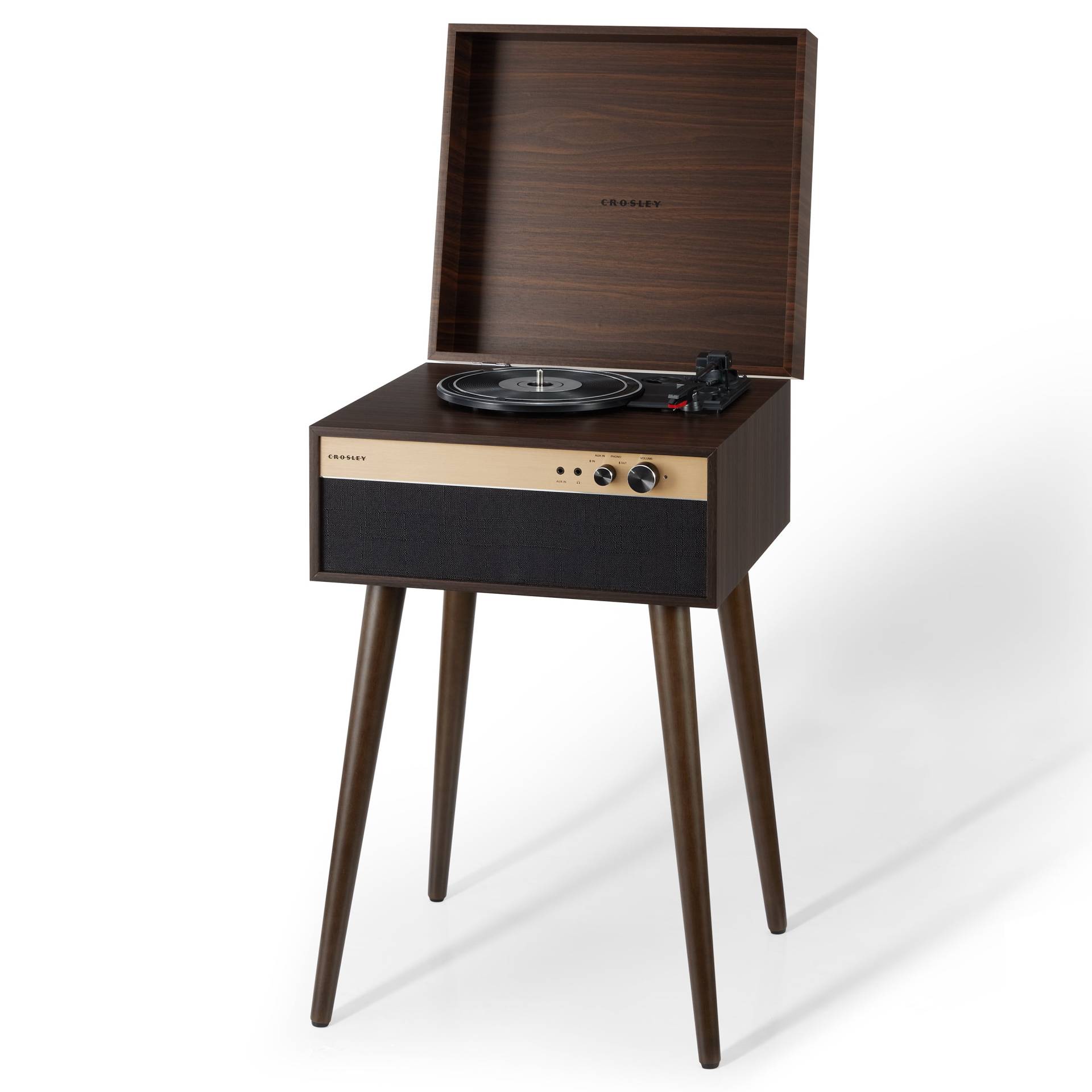 (B-Ware) Crosley Jasper Walnut Table-Style Turntable/Media Player von Crosley