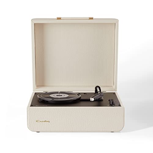 CR6255A-FG4 Mercury Plattenspieler mit 2 eingebauten Lautsprechern, Bluetooth In & Out und AUX, 3-Speed Retro Schallplattenspieler - Waldgrün (Creme Croc) von Crosley