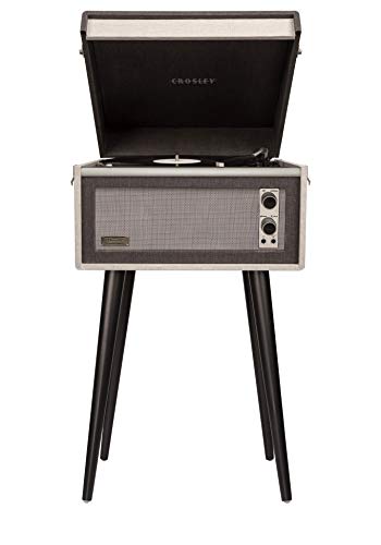 Crosley Bermuda Dansette Plattenspieler mit 2 Lautsprecher, Bluetooth In und Aux - 2 Speed Retro Schallplattenspieler - Für 7", 10"und 12" Vinyl - Möbelstück und Plattenspieler in einem - Schwarz/Grau von Crosley