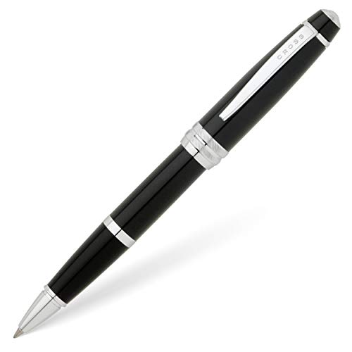 Cross Bailey Rollerball Selectip Pen (Schreibfarbe schwarz, Strichstärke M, in Premium Geschenkbox) Schwarz-Lack chromplattiert, 1 Stück (1er Pack) von Cross