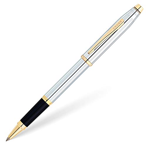 Cross Century II Rollerball (23-Karat-Goldplattiert, Schreibfarbe: schwarz, inkl. Luxus Geschenkbox) Chrom goldplattiert von Cross