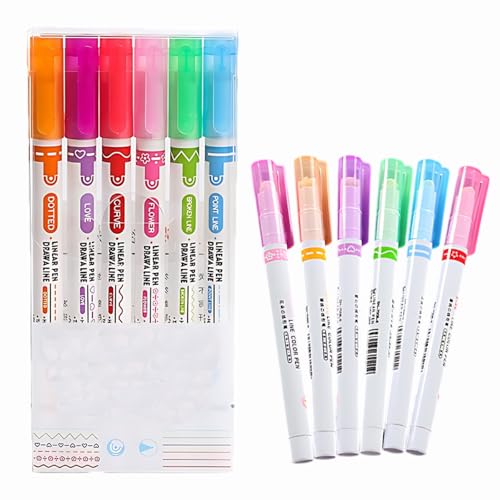 6 farbige Kurvenstifte für Notizen, Curve Textmarker Stift Set für Kinder Journaling Notizen,Marker Leuchtstifte, Mildliner Brush Pen Pastell für Scrapbook, Journaling, Notizen, Planer, Kalender, Büro 6 farbige Kurvenstifte für Notizen, Curve Textmarker Stift Set für Kinder Journaling Notizen,Marker Leuchtstifte, Mildliner Brush Pen Pastell für Scrapbook, Journaling, Notizen, Planer, Kalender, Büro von Crrynuo