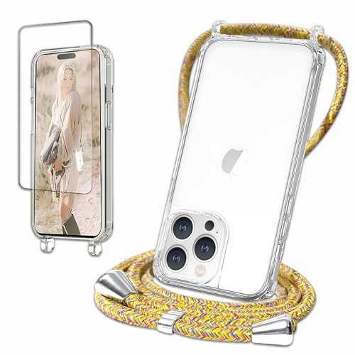 Crrynuo Handykette für iPhone 16 Hülle mit Band + 1 Schutzfolie,egenbogen Ultra Dünn Transparent Stossfest Handyhülle,Necklace Hülle Schutzhülle für iPhone 16 Pro 16cm/6.3“,R(Abnehmbar Einstellba) Crrynuo Handykette für iPhone 16 Hülle mit Band + 1 Schutzfolie,egenbogen Ultra Dünn Transparent Stossfest Handyhülle,Necklace Hülle Schutzhülle für iPhone 16 Pro 16cm/6.3“,R(Abnehmbar Einstellba) von Crrynuo