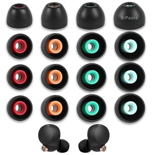Ersatz In-Ear Kopfhörer Kompatibel, 8 Paar Ersatz-Ohrstöpsel Memory Foam Ear Buds,rutschfeste Weiche Geräuschreduzierung für Sony WF-1000XM4-XS/S/M/L(Schwarz) von Crrynuo