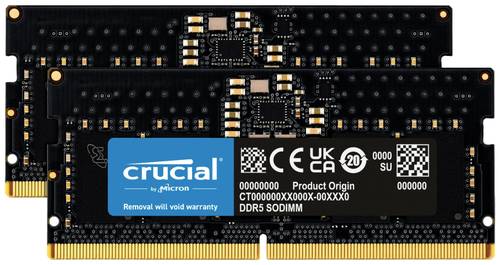 Crucial CT2K8G48C40S5 Laptop-Arbeitsspeicher Kit DDR5 16GB 2 x 8GB 4800MHz 262pin SO-DIMM CL40 CT2K8 von Crucial