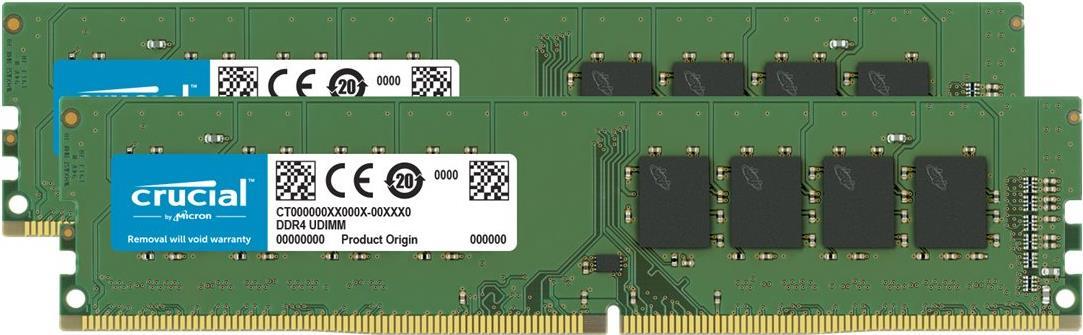 Crucial - DDR4 - 64 GB: 2 x 32 GB - DIMM 288-PIN - 3200 MHz / PC4-25600 - CL22 - 1.2 V - ungepuffert - non-ECC Crucial - DDR4 - 64 GB: 2 x 32 GB - DIMM 288-PIN - 3200 MHz / PC4-25600 - CL22 - 1.2 V - ungepuffert - non-ECC von Crucial