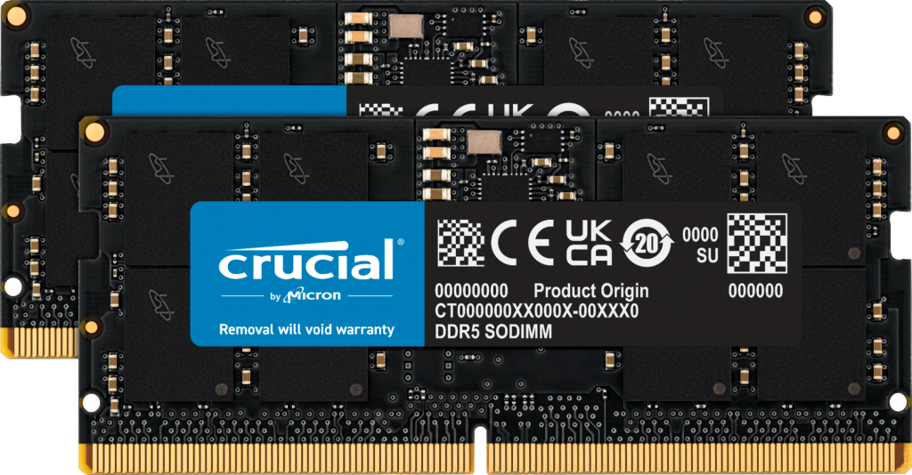 Crucial - DDR5 - Kit - 32 GB: 2 x 16 GB - SO DIMM 262-PIN - 5600 MHz / PC5-44800 - CL46 - 1.1 V - non-ECC (CT2K16G56C46S5) von Crucial