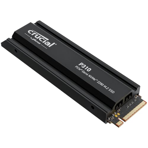 Crucial P310 SSD 2TB PCIe Gen4 NVMe M.2 Interne PS5 SSD Festplatte mit Kühlkörper, bis 7100 MB/s, Gaming für PS5, Laptop und Desktop PC, SSD Festplatte - CT2000P310SSD5-01 Crucial P310 SSD 2TB PCIe Gen4 NVMe M.2 Interne PS5 SSD Festplatte mit Kühlkörper, bis 7100 MB/s, Gaming für PS5, Laptop und Desktop PC, SSD Festplatte - CT2000P310SSD5-01 von Crucial