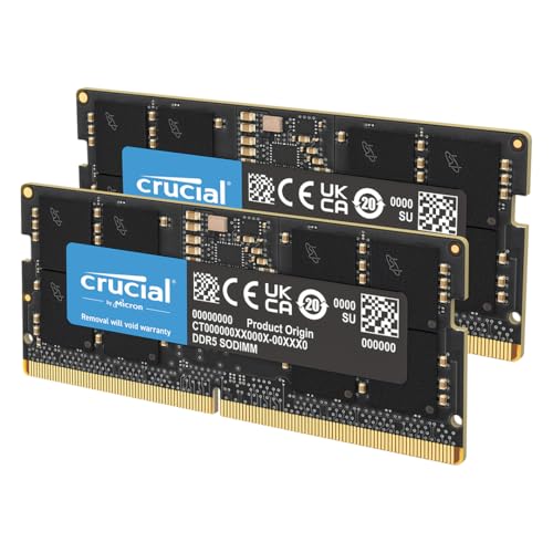 Crucial DDR5 RAM 32GB Kit (2x16GB) 5600MHz SODIMM, Arbeitsspeicher für Laptop/Notebook, Mini PC, Hochleistungs-RAM (auch 5200MHz / 4800MHz), CL46 - CT2K16G56C46S5 von Crucial
