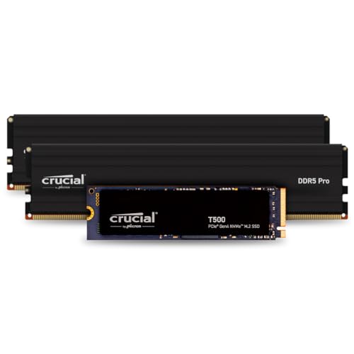 Crucial T500 1TB Gen4 NVMe M.2 Interne Gaming SSD & Crucial Pro Desktop RAM 48GB Kit (2x24GB) DDR5 6000MHz von Crucial