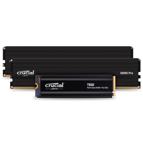 Crucial T500 2TB Gen4 NVMe M.2 Interne Gaming SSD mit Kühlkörper & Crucial Pro Desktop RAM 48GB Kit (2x24GB) DDR5 6000MHz von Crucial