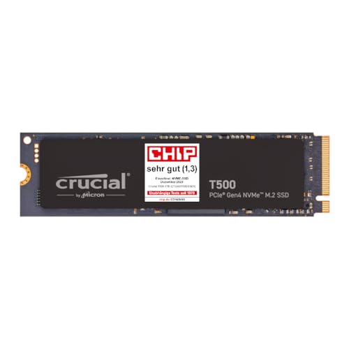 Crucial T500 SSD 2TB PCIe Gen4 NVMe M.2 Interne SSD, bis 7400MB/s, für Gaming und Programme, kompatibel mit Laptop und Desktop, Microsoft DirectStorage - CT2000T500SSD8 von Crucial