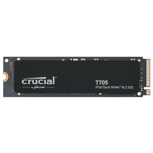 Crucial T705 1TB SSD PCIe Gen5 NVMe M.2 Interne SSD, bis zu 13.600MB/s, Microsoft DirectStorage, PCIe 4.0 abwärtskompatibel, Solid State Drive - CT1000T705SSD3 von Crucial