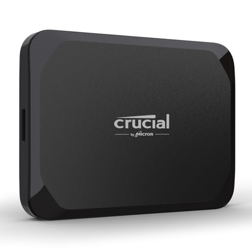 Crucial X9 1TB Externe SSD Festplatte, bis zu 1050MB/s, kompatibel mit PC, Mac und Spielekonsolen, USB-C 3.2, Portable SSD - CT1000X9SSD902 von Crucial
