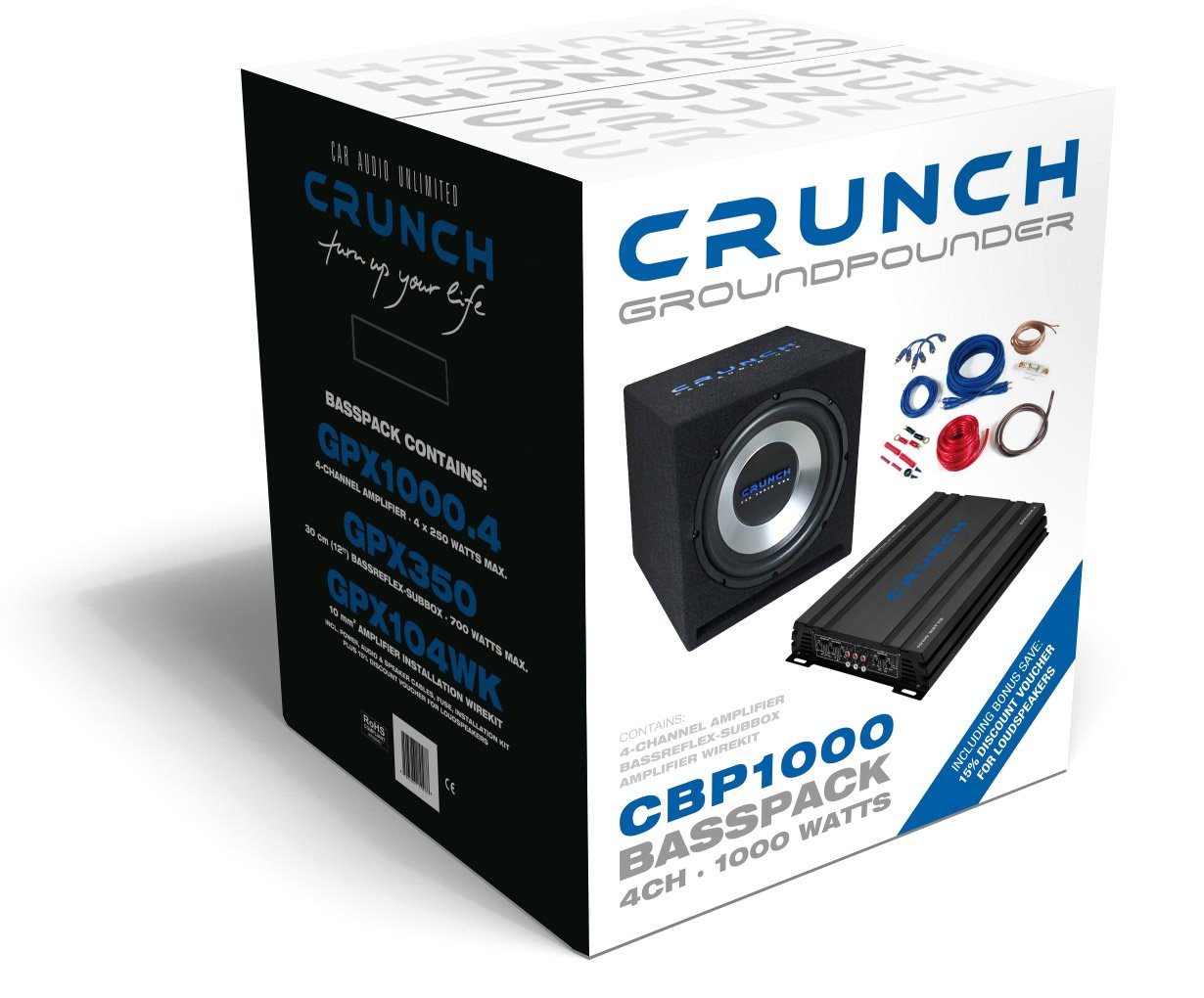 Crunch CBP-1000 Bass Komplettpaket Endstufe + Subwoofer Auto-Subwoofer Crunch CBP-1000 Bass Komplettpaket Endstufe + Subwoofer Auto-Subwoofer von Crunch