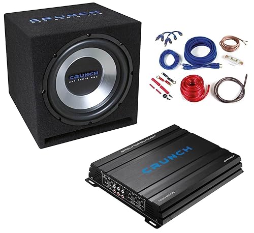 Crunch CBP1000 - Basspaket fürs Auto mit 30cm Subwoofer 4-Kanal Verstärker & Kabelkit - 300mm Subwoofer im Gehäuse von Crunch