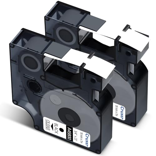 Cruxer 2er-Packung Kompatibel für Dymo D1 45800 S0720820 A45800 Etikettenband，Schwarz auf Transparent 19mm x 7m Ersatz für Dymo LabelManager 300 360D 500TS Labelpoint 300 350 LabelWriter 450 Duo von Cruxer
