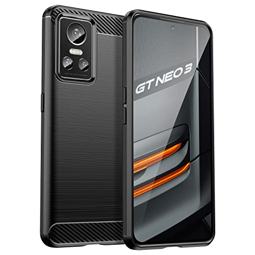 CruzerLite realme GT Neo 3 Hülle, Kohlefaser-Textur-Design, Kratzfest, stoßdämpfend, für Realme GT Neo 3 5G Hülle (2022) (schwarz) von Cruzerlite