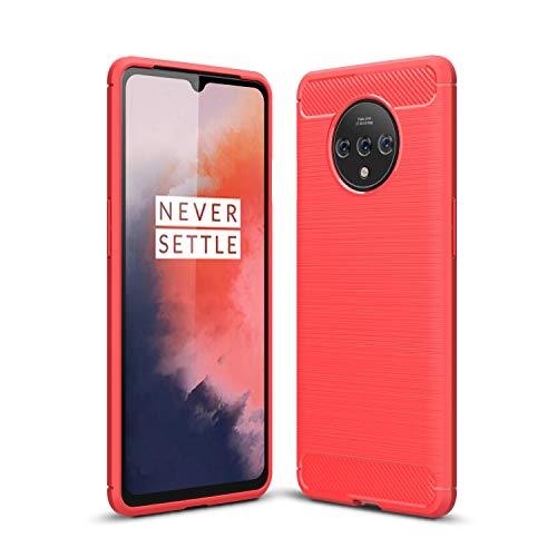 Cruzerlite für OnePlus 7T hülle, Kohlefaser Textur Design Abdeckung Anti-Scratch Stoßdämpfung Schutzhülle für OnePlus 7T Case (Red) von Cruzerlite
