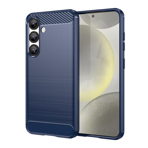 Cruzerlite Case für Samsung Galaxy S25 hülle, Carbon Fiber Texture Design Cover Anti-Scratch Shock Absorption Case Schutzhülle für Samsung Galaxy S25 (2025) (Blue) von Cruzerlite