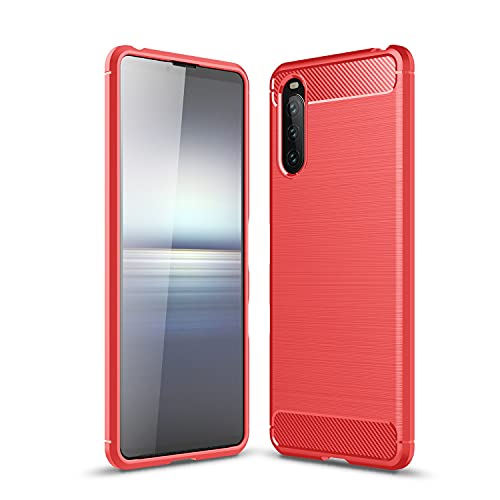 Cruzerlite für Sony Xperia 10 III hülle, Kohlefaser Textur Design Abdeckung Anti-Scratch Stoßdämpfung Schutzhülle für Sony Xperia 10 III Case (2021) (Red) von Cruzerlite