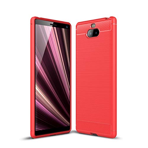 Cruzerlite für Sony Xperia 10 Plus hülle, Kohlefaser Textur Design Abdeckung Anti-Scratch Stoßdämpfung Schutzhülle für Sony Xperia 10 Plus Case (Red) von Cruzerlite
