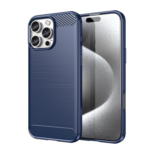 Cruzerlite Case für iPhone 16 Pro Max hülle, Carbon Fiber Texture Design Cover Anti-Scratch Shock Absorption Case Schutzhülle für iPhone 16 Pro Max Case (2024) (Blue) von Cruzerlite