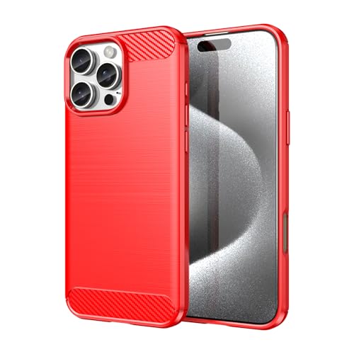 Cruzerlite Case für iPhone 16 Pro Max hülle, Carbon Fiber Texture Design Cover Anti-Scratch Shock Absorption Case Schutzhülle für iPhone 16 Pro Max Case (2024) (Red) von Cruzerlite
