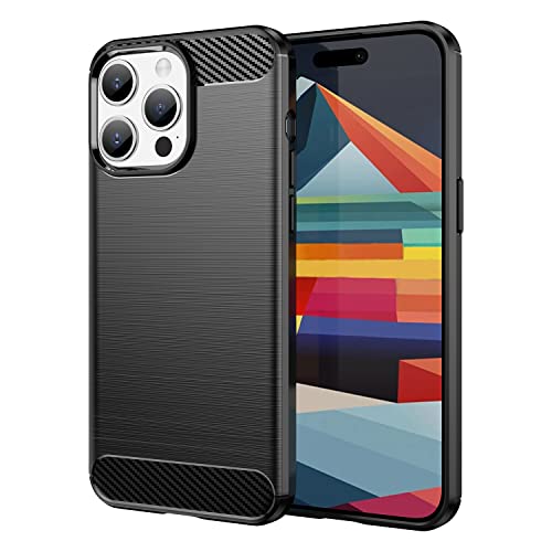 Cruzerlite Compatible with Apple iPhone 15 Pro Max hülle, Carbon Fiber Texture Design Shock Absorption Schutzhülle Designed for Apple iPhone 15 Pro Max Case (2023) (Black) von Cruzerlite