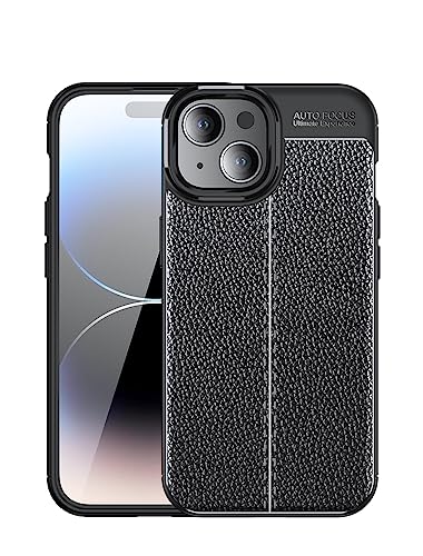 Cruzerlite Compatible with Apple iPhone 15 hülle, Carbon Fiber Texture Design Shock Absorption Schutzhülle Designed for Apple iPhone 15 Case (2023) (Leather Black) von Cruzerlite