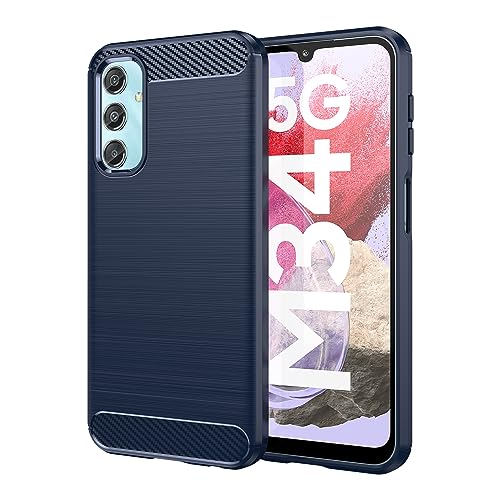 Cruzerlite Compatible with Samsung Galaxy M34 hülle, Carbon Fiber Texture Design Shock Absorption Schutzhülle Designed for Samsung Galaxy M34 Case (2023) (Blue) von Cruzerlite