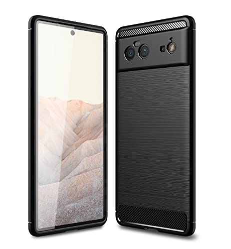 Cruzerlite Google Pixel 6 hülle, Carbon Fiber Texture Design Cover Anti-Scratch Shock Absorption Case Schutzhülle für Google Pixel 6 (2021) (Black) von Cruzerlite