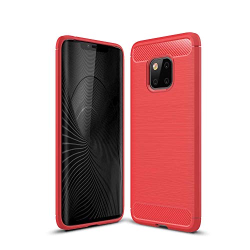 Cruzerlite Huawei Mate 20 Pro hülle, Mate 20 Pro hülle, Carbon Fiber Shock Absorption Slim TPU Cover Schutzhülle für Huawei Mate 20 Pro (Red) von Cruzerlite