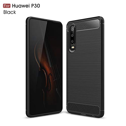 Cruzerlite Huawei P30 hülle, Carbon Fiber Shock Absorption Slim TPU Cover Schutzhülle für Huawei P30 (Black) von Cruzerlite