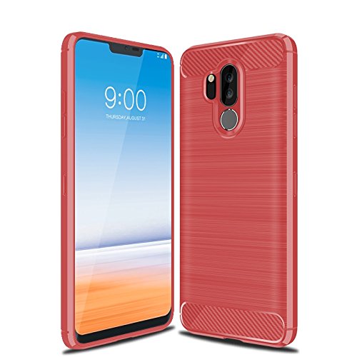 Cruzerlite LG G7 hülle, LG G7 ThinQ hülle, LG G7 Schutzhülle, Carbon Fiber Shock Absorption Slim TPU Cover Schutzhülle für LG G7/ LG G7 ThinQ (Red) von Cruzerlite