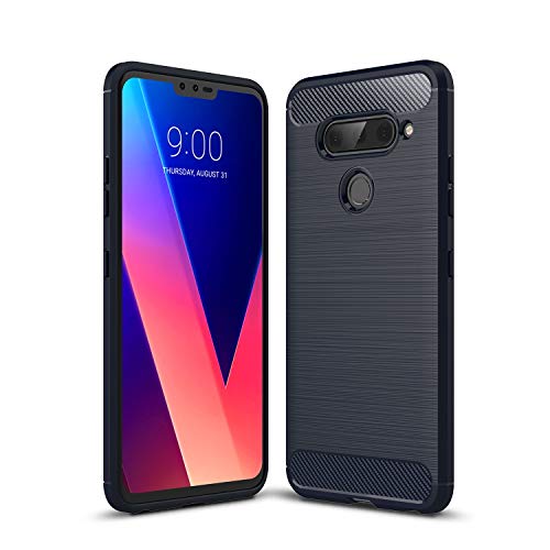 Cruzerlite LG V40 ThinQ hülle, LG V40 hülle, Carbon Fiber Shock Absorption Slim TPU Cover Schutzhülle für LG V40 ThinQ (Blue) von Cruzerlite