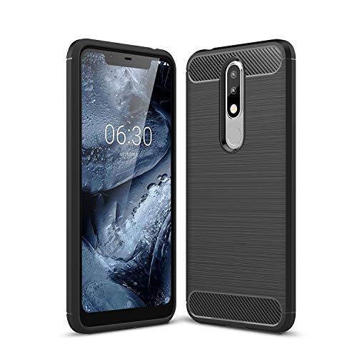 Cruzerlite Nokia 5.1 Plus hülle, Carbon Fiber Shock Absorption Slim TPU Cover Schutzhülle für Nokia 5.1 Plus (Black) von Cruzerlite