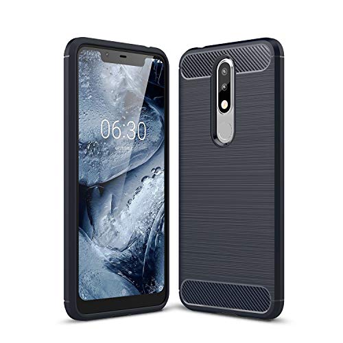 Cruzerlite Nokia 5.1 Plus hülle, Carbon Fiber Shock Absorption Slim TPU Cover Schutzhülle für Nokia 5.1 Plus (Blue) von Cruzerlite