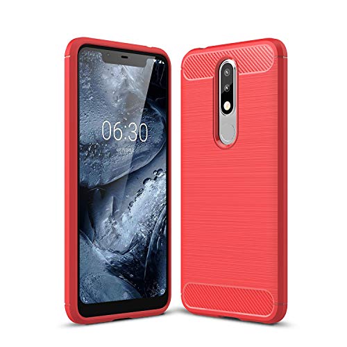 Cruzerlite für Nokia 5.1 Plus hülle, Kohlefaser Textur Design Abdeckung Anti-Scratch Stoßdämpfung Schutzhülle für Nokia 5.1 Plus Case (Red) von Cruzerlite