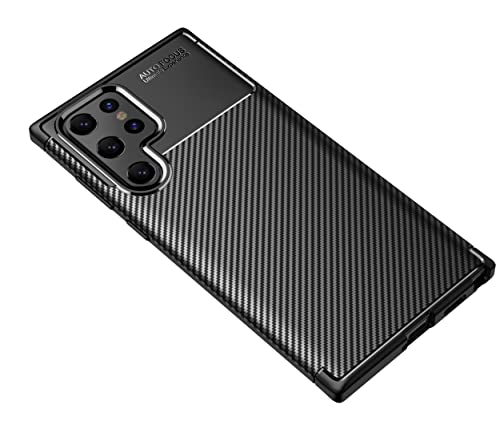 Cruzerlite Samsung Galaxy S22 Ultra hülle, Carbon Fiber Texture Design Cover Anti-Scratch Shock Absorption Case Schutzhülle für Samsung Galaxy S22 Ultra (2022) (Carbon Black) von Cruzerlite