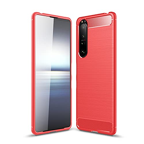 Cruzerlite für Sony Xperia 1 III hülle, Kohlefaser Textur Design Abdeckung Anti-Scratch Stoßdämpfung Schutzhülle für Sony Xperia 1 III Case (2021) (Red) von Cruzerlite