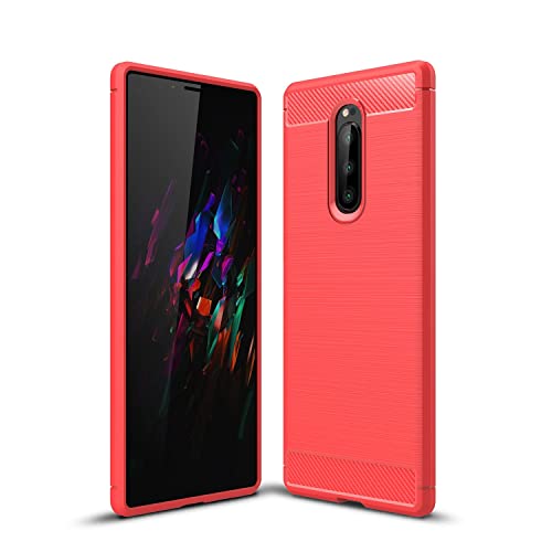 Cruzerlite Sony Xperia 1 hülle, Carbon Fiber Shock Absorption Slim TPU Cover Schutzhülle für Sony Xperia 1 (Red) von Cruzerlite