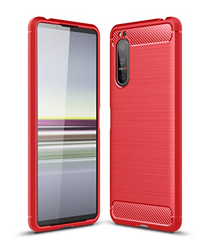 Cruzerlite für Sony Xperia 5 II hülle, Kohlefaser Textur Design Abdeckung Anti-Scratch Stoßdämpfung Case Schutzhülle für Sony Xperia 5 II Case (2020) (Red) von Cruzerlite