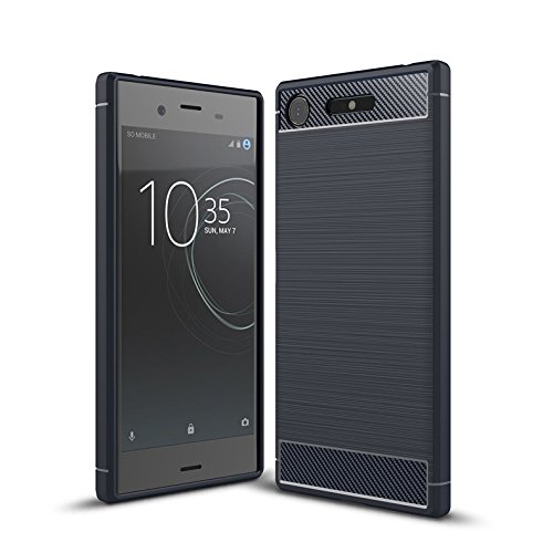 Cruzerlite für Sony Xperia XZ1 hülle, Kohlefaser Textur Design Abdeckung Anti-Scratch Stoßdämpfung Schutzhülle für Sony Xperia XZ1 Case (2017) (Blue) von Cruzerlite