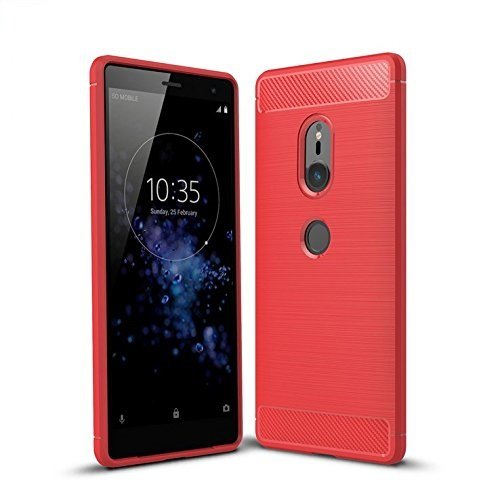 Cruzerlite Sony Xperia XZ2 hülle, Sony Xperia XZ2 Schutzhülle, Carbon Fiber Shock Absorption Slim TPU Cover Schutzhülle für Sony Xperia XZ2 (2018) (Red) von Cruzerlite